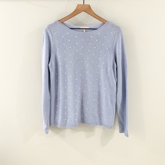 Benedetta B Swiss Dot Wool/Cashmere Blend Sweater Blue Size Large - Picture 1 of 5